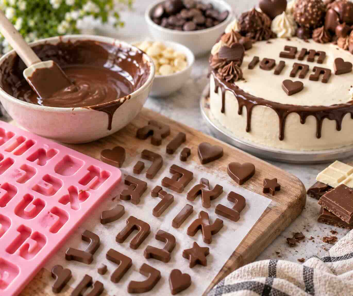 אותיות יפות משוקולד